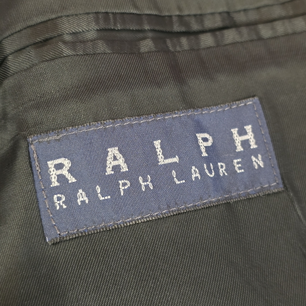 Vintage 90s Ralph Lauren Silk Wool Houndstooth Blazer Black Tan Brown Gray 48R - Picture 8 of 11
